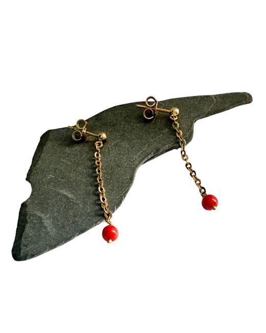 Tg-Jewellery by Tamara Gervasio Metallic Solid Mediterranean Coral Dangle Earrings – Handmade