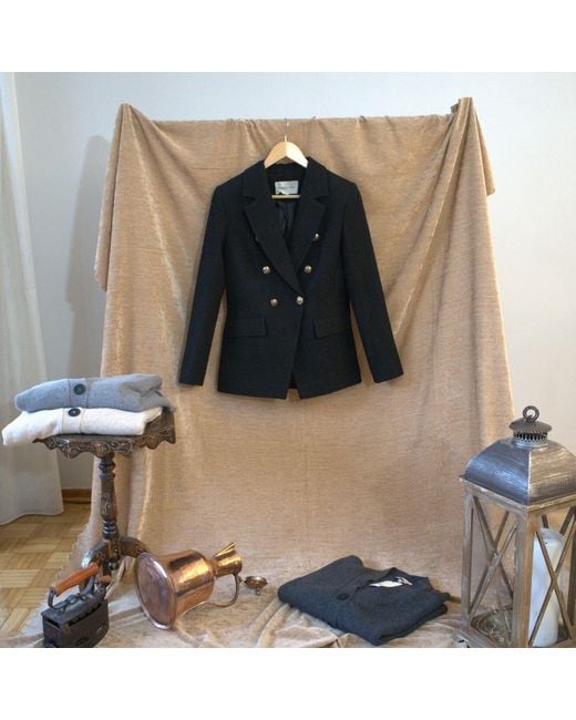 Nuvv Collection Black Modern Casual Button Tweed Jacket