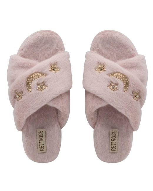 Rettrose Brown Isabel Dusky Luxury Plush Diamanté Embellished Handmade Slipper