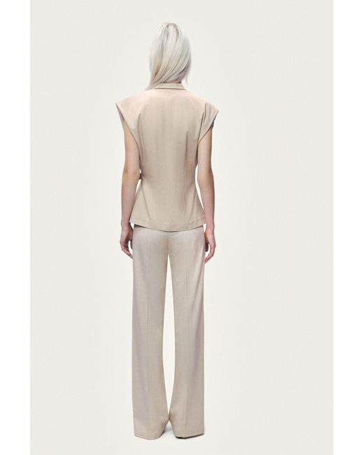 Nocturne White Ivory Belted Double-Breasted Vest