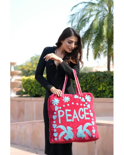 Conscious Yoga Collective Pink Peace Suzani Tote