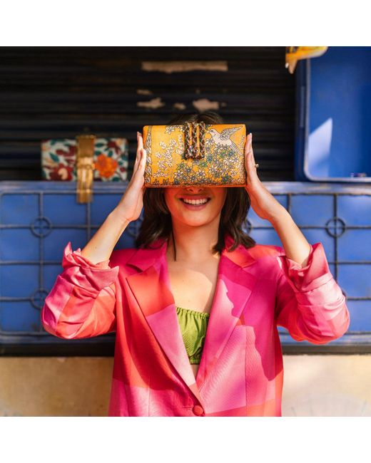 Simitri Orange Paradise Bird Braided Clutch