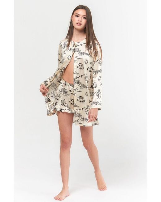 Favette Natural Neutrals The Silk Shorts — Dolce Vita Print