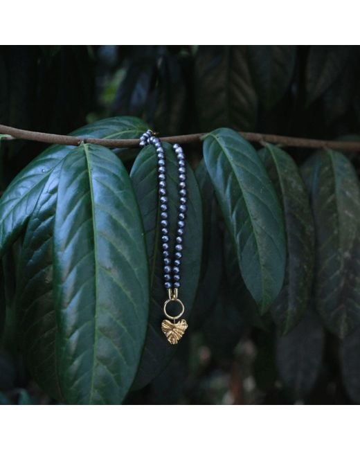 LINYA JEWELLERY Metallic Onos Pearl Heart Necklace