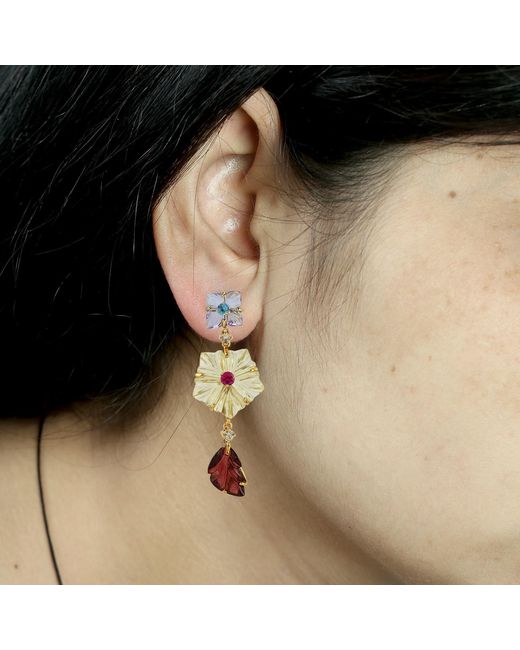 Artisan Metallic Ruby Sapphire Topaz Quartz Garnet Amethyst 18k Gold Gemstone Jewelry