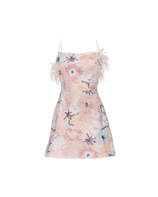 Justin Tong Pink Jessica Beaded Mini Dress