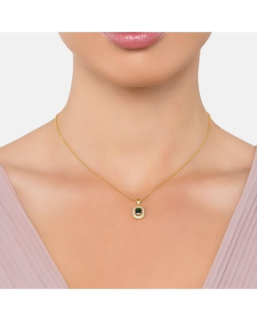 Latelita London Metallic Whistledown Gemstone Pendant Necklace Emerald