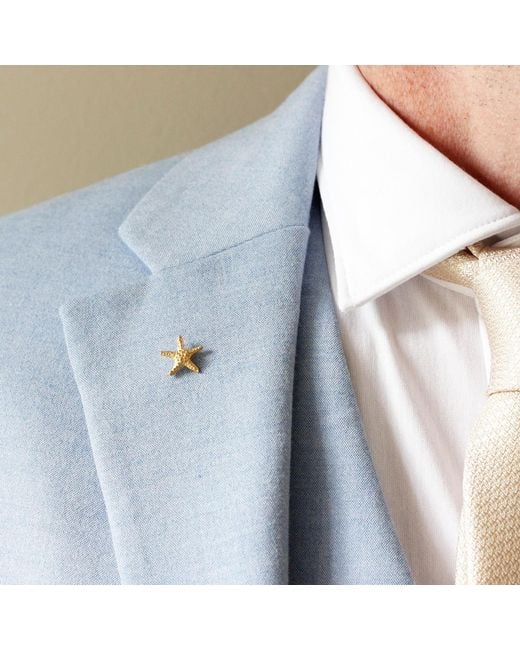 Lee Renee White Starfish Lapel Pin – for men