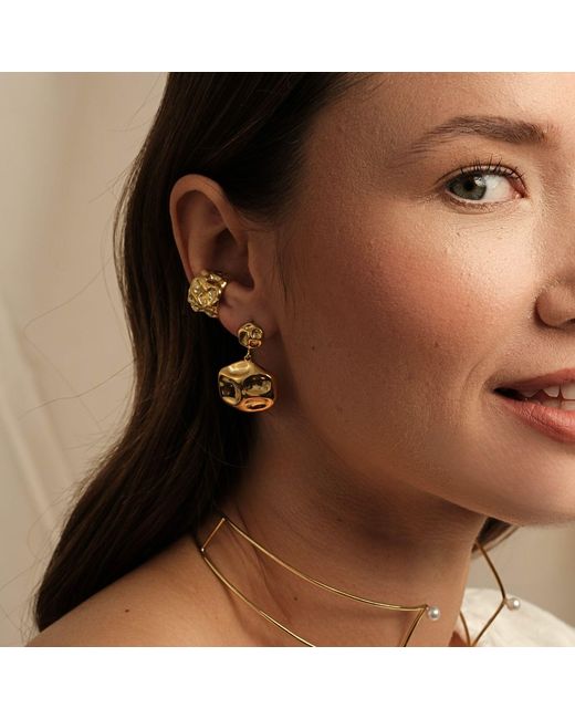 LINYA JEWELLERY Metallic Lora Dangle Round Amorphous Earring