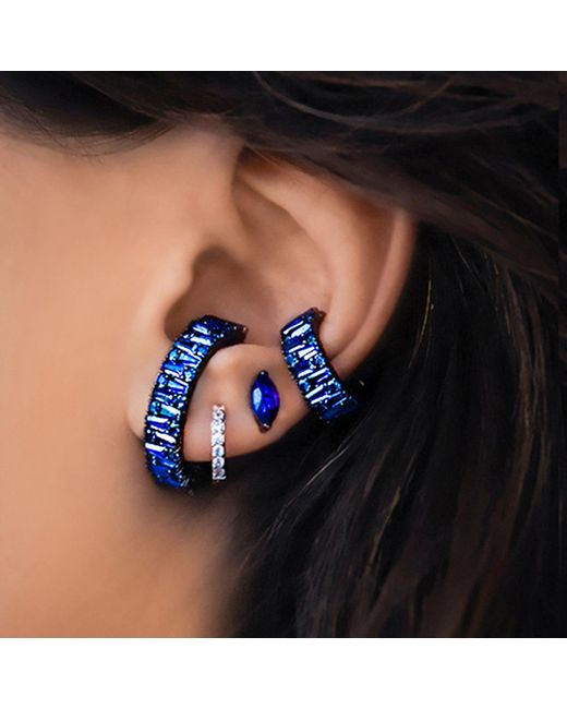SALLY SKOUFIS Blue Natural Stud Earrings With Made Sapphire
