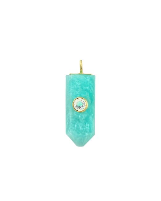 KAMARIA Blue Amazonite Gemstone Pendant With Topaz -- Pentagon