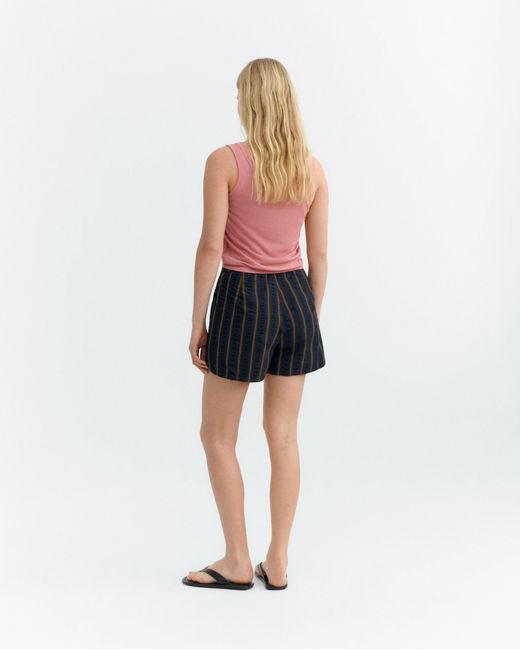 Thinking Mu Black Seersucker Shorts Stripes Nar