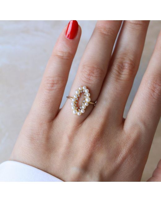 Agora Jewellery Metallic Juliet 14K Diamond Pearl Ring