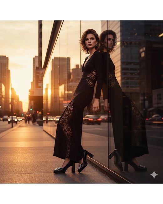 Beautiisoles by Robyn Shreiber Made in Italy Black Clementine Leather With Rhinestones Platform Evening Pump