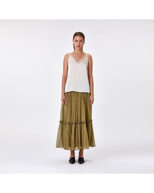 Smart and Joy Purple Boho-Style Ruffled Skirt With Elastic Waistband