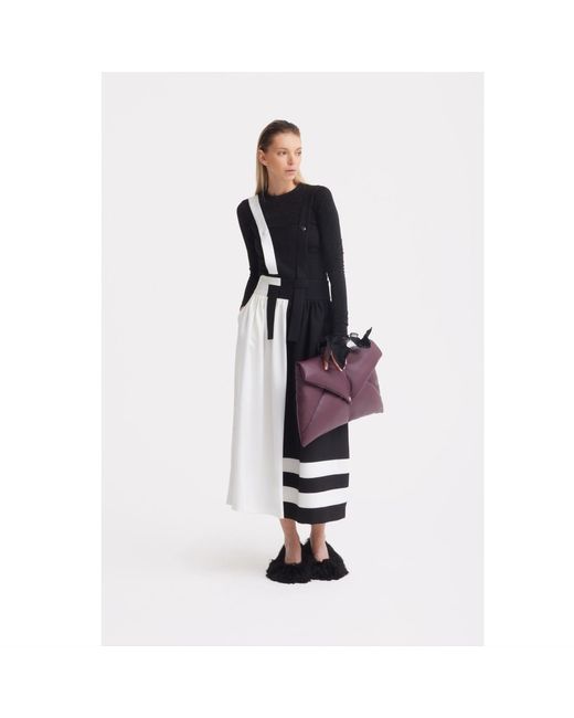 Julia Allert Black Neutrals Midi Apron Dress With Adjustable Straps