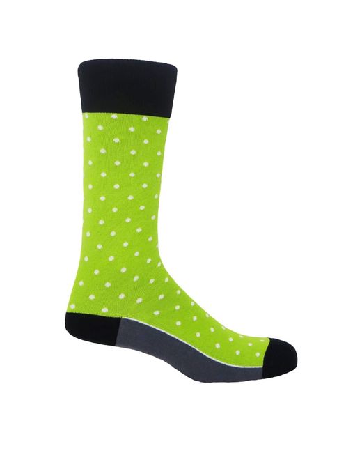 Peper Harow - Made in England Green Azure & Mint Pin Polka Socks 2 Pack for men