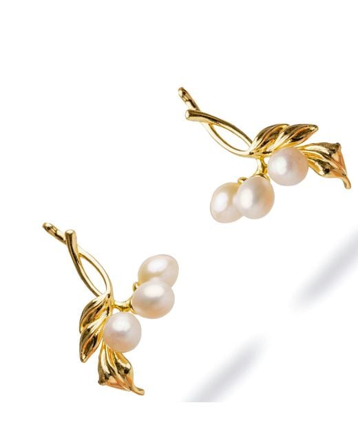 Ebru Jewelry Metallic Romantic Bridal Pearl Earrings