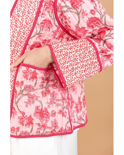 Inara Pink Cherry Blossom Reversible Quilted Cotton Jacket