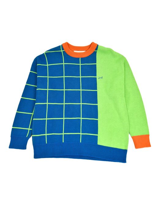 Daniel Chong Blue Knitted Jacquard Sweater for men
