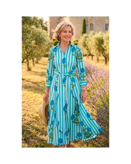 At Last Blue Cotton Marigold Dress