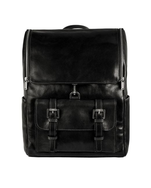 Time Resistance Black Large Leather Backpack