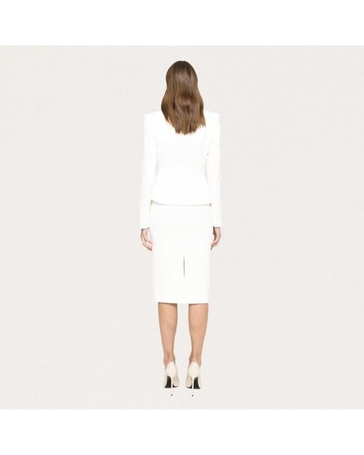 Nissa White Fitted Suit Jacket
