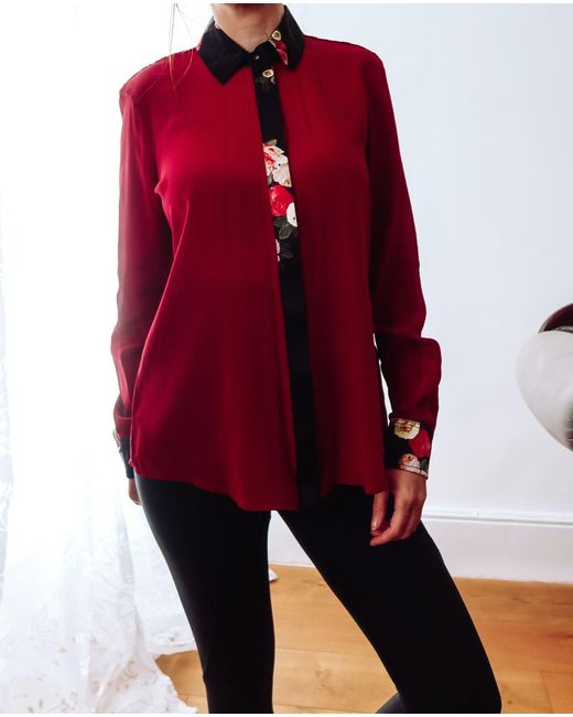 Sophie Cameron Davies Red Burgundy Classic Silk Shirt
