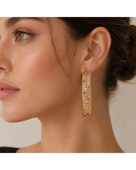 Gold & Honey Metallic Large Oval Confetti Hoop Earrings