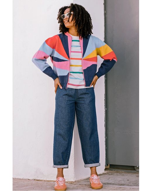 Sugarhill Blue Solana Knitted Bomber Multi, Sunrays