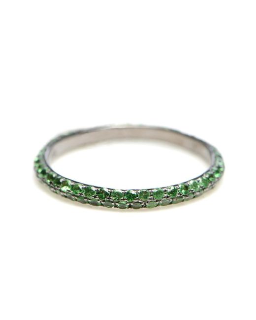Artisan Green 18k Oxidized Gold With Tsavorite Gemstone Half Eternity Band Ring