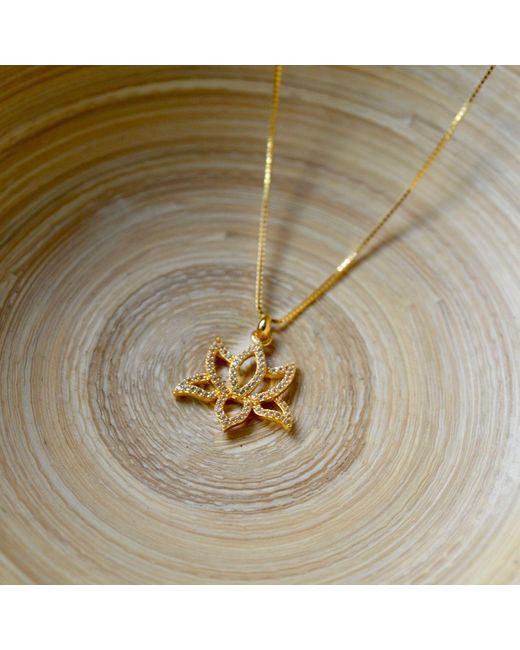 Seven Saints Metallic Rose Illuminate Lotus Necklace, Topaz Pave, Rose Over Sterling