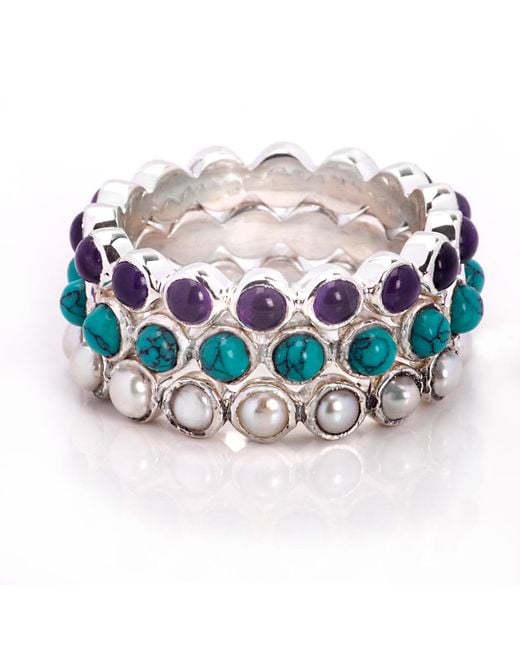 The Jewellery Store London Multicolor Amethyst Gemstones Band Ring