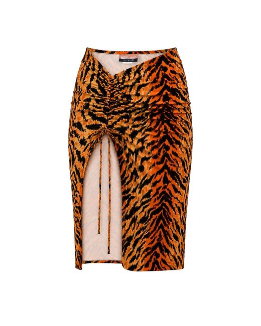 Maui X Lolita Brown Tora Tiger Print Drawstring Swim Skirt Cover Up