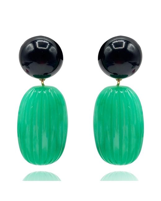 Michael Nash Jewelry Green Arabella Onyx And Jade Resin Pierced Earrings