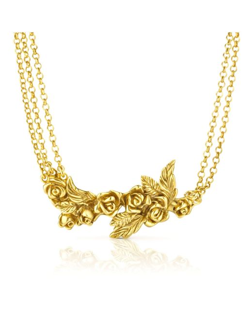 Unaloe Metallic Designer Rose Necklace – Bold Floral Choker For Elegant Statement Jewelry