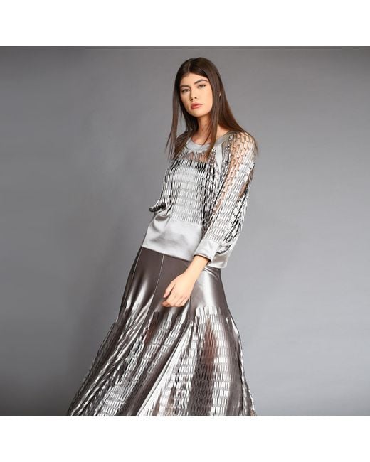 Silvia Serban Gray Laser Cut Blouse