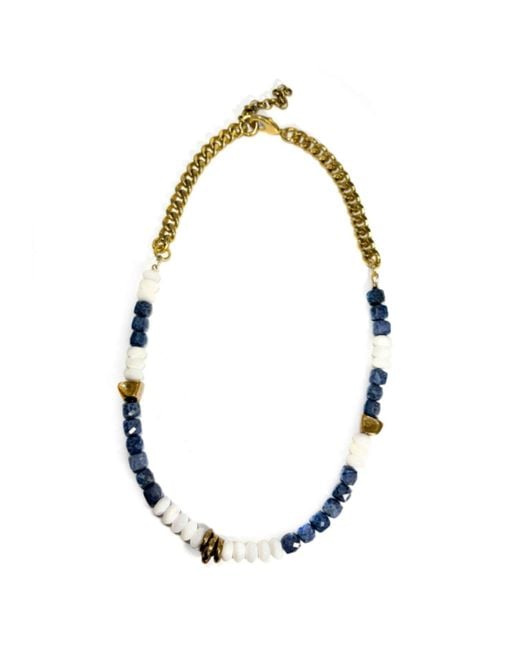 Rachel Nathan Blue Sponge Coral & Mother Of Pearl Necklace