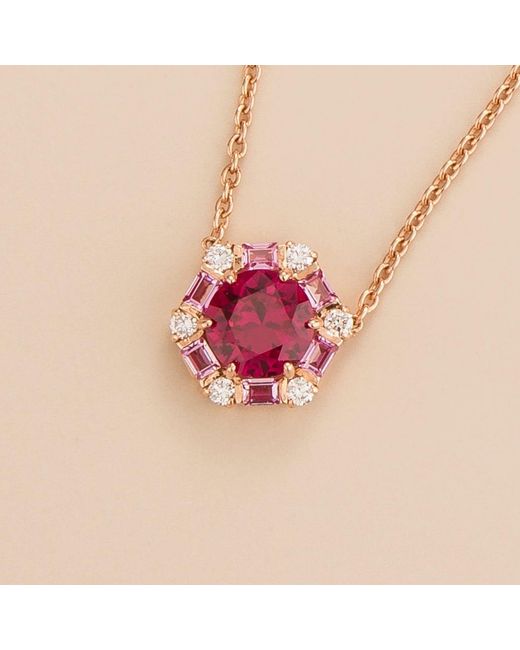 Juvetti Red Melba Rose Necklace Ruby, Sapphire & Diamond