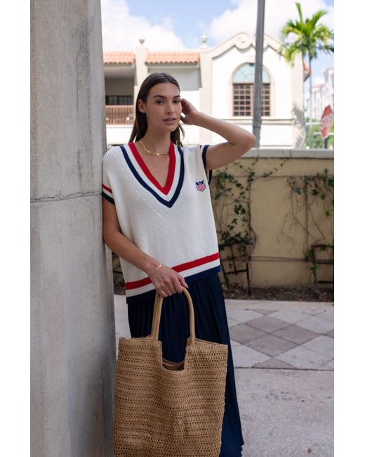 Ellsworth & Ivey White American Shield Retro Sweater Vest