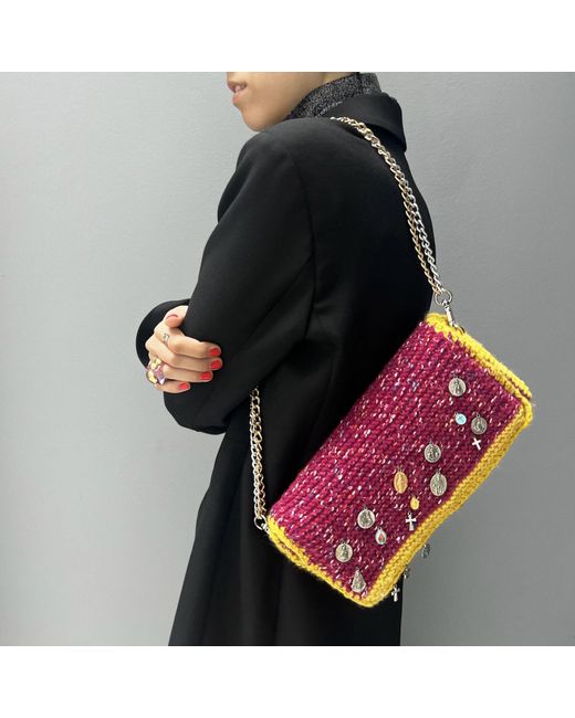 Hilo De Mar Purple Mino Hand Knitted Bag With Medals