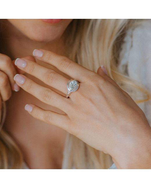 Dainty London Green Sea Quartz Gemstone Ring