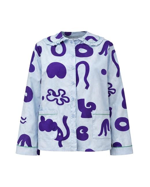 Wild Clouds Blue Organic Cotton Pyjama Shirt