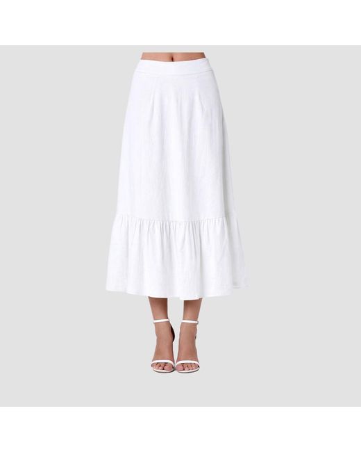 Smart and Joy White Cotton Midi Skirt With Ruffles