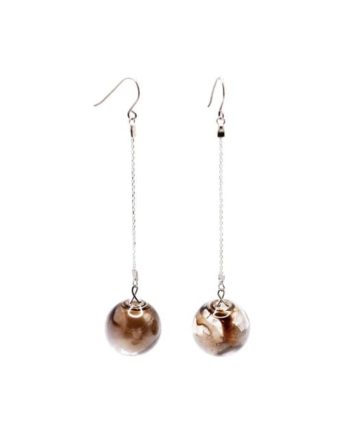 Laura Daili White Golden Glow – Hand-Blown Glass Earrings
