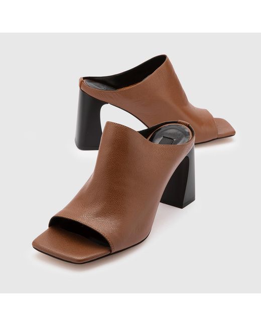 Ilvi Brown Geran Dark Saddle Floater Leather Heeled Slide