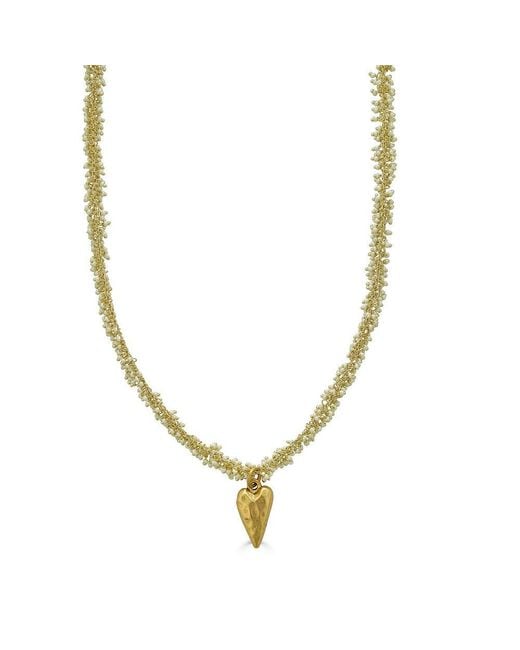 Loni Paul Jewelry Metallic Pearl Drizzle Necklace With Heart Pendant