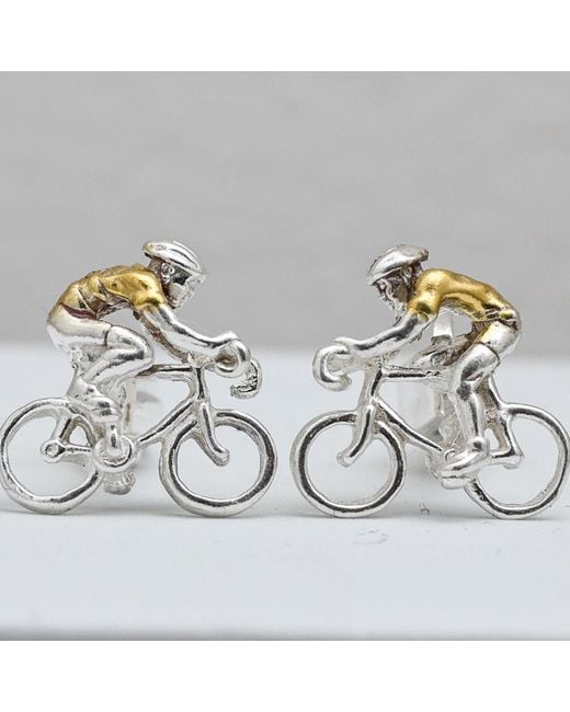 Simon Kemp Jewellers Metallic Cyclist Cufflinks In. Eighteen Carat On Solid Sterling for men
