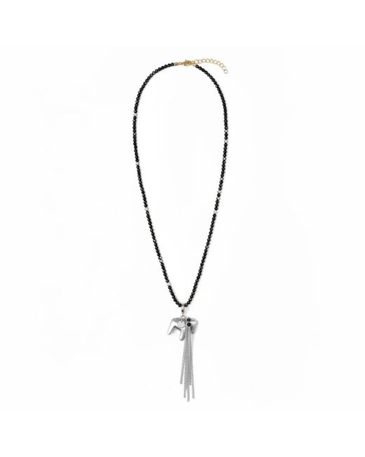 Angel Barocco Metallic Equestrian Tassel Pendant Long Necklace