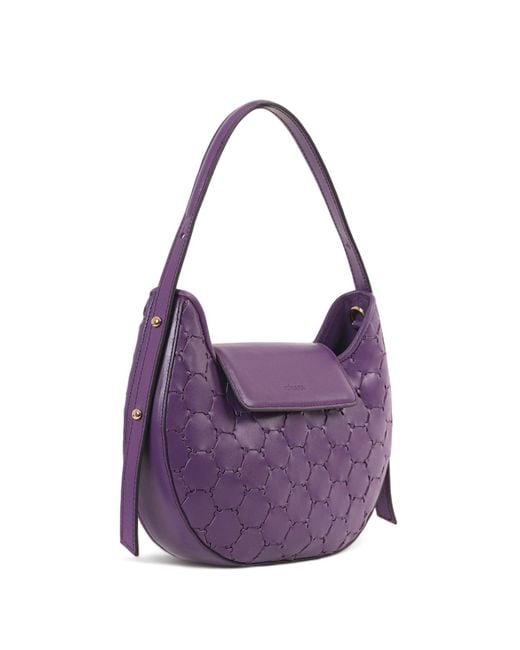 Mianqa Purple Anqa Woven Leather Moon Crossbody & Shoulder Bag